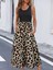 Kadın Askılı Yuvarlak Yaka Üst Viskon Alt Leopar Desenli Süprem Uzun Elbise 3