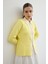Fermuarlı Kontrast Triko Hırka Soft Sarı 2