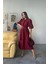 Tencel Karpuz Kol Elbise - Bordo 2