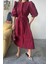 Tencel Karpuz Kol Elbise - Bordo 3