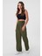 Kadın Haki Yüksek Bel Cırtlı Palazzo Pantolon 3