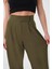 Kadın Haki Yüksek Bel Cırtlı Palazzo Pantolon 4