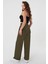 Kadın Haki Yüksek Bel Cırtlı Palazzo Pantolon 5
