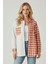 Kadın Turuncu Oversize Fit Ekoseli Desenli Uzun Kollu %100 Pamuk Gömlek, Ceket, Kadın Oduncu Gömlek 1