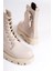 Gına Bağcıklı Fermuarlı Ortopedik Taban Çantalı Kadın Bot Ckt - Krem 5