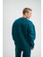 Uzun Kol Bisiklet Yaka Basic Sweatshirt - Koyu Deniz Yeşili 4