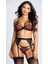 Leopar Desenli Dantelli Çoraplı Tasarım Gecelik Set, Siyah, Ayarlanabilir Askılı, Tül Detaylı 1