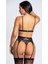 Leopar Desenli Dantelli Çoraplı Tasarım Gecelik Set, Siyah, Ayarlanabilir Askılı, Tül Detaylı 3