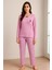 Kadın 06025 Uzun Kol Raporlu Interlok Pijama Takımı Lila 1