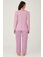 Kadın 06025 Uzun Kol Raporlu Interlok Pijama Takımı Lila 2