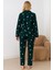 Kadın 02289 Önü Düğmeli Süet Pijama Takımı Yeşil 2