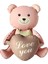 2'li Love You Yazılı Retro Kahverengi ve Pembe Kalpli Oturan Ayı Folyo Balon 2