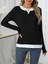 Kadın Uzun Kollu V Yakalı Çift Renkli Viskon Iki Iplik Bluz 2