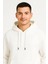 Erkek Ovarsize Kapüşonlu Swetshirt Kanguru Çepli Cıtcıtlı 3 Iplik Şardonlu Hoodie - Beyaz 1