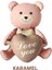 Love You Yazılı Retro Kahverengi-Pembe Kalpli Oturan Ayı Folyo Balon 1