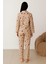 Kadın 02277 Önü Düğemli Süet Pijama Takımı Bej 2