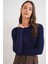 6938 Kadın Bisiklet Yaka Fitilli Triko Body Lacivert 4