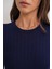 6938 Kadın Bisiklet Yaka Fitilli Triko Body Lacivert 6