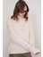 6928 Kadın Fitilli Balıkçı Yaka Triko Kazak Naturel 4