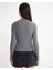 6938 Kadın Bisiklet Yaka Fitilli Triko Body Gri 7