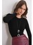 6938 Kadın Bisiklet Yaka Fitilli Triko Body Siyah 5