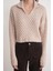 6896 Kadın Örgü Detaylı Crop Triko Kazak Bej 5