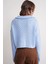 6896 Kadın Örgü Detaylı Crop Triko Kazak Bebe Mavi 7