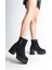 Lısse Fermuarlı Ortopedik Taban Kalın Topuklu Süet Kadın Bot Sst - Siyah 3