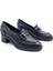 SV350 Hakiki Deri 5 cm Topuklu Siyah Kadın Klasik Loafer Ayakkabı 1