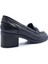 SV350 Hakiki Deri 5 cm Topuklu Siyah Kadın Klasik Loafer Ayakkabı 5