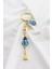 El Yapımı Mavi Cam Uğur Böcekli Yassı Nazar Boncuklu Salkım Anahtarlık, Hediyelik Çanta Süsü 3