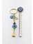 El Yapımı Mavi Cam Uğur Böcekli Yassı Nazar Boncuklu Salkım Anahtarlık, Hediyelik Çanta Süsü 5