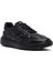 Erkek Siyah Bağcıklı Kalın Tabanlı Baskılı Deri Sneaker 25WFD685018 6