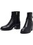 Kadın Siyah Fermuarlı Kalın Topuklu Deri Bot 25WFD281518 3