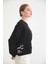 Cep Detaylı Kadın Sweatshirt-Siyah 1