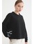 Cep Detaylı Kadın Sweatshirt-Siyah 3