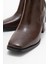 Küt Burunlu Sade Lastikli Kadın Topuklu Bot Kahve Cilt 3