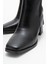 Küt Burunlu Sade Lastikli Kadın Topuklu Bot Siyah Cilt 3