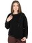Cepli Bisiklet Yaka Üç Iplik Asimetrik Sweatshirt Siyah 2