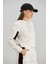 Kapüşonlu Crop Sweatshirt Ekru 3