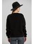 Kadın Bisiklet Yaka Regular Kalıp Midi Boy Sortie Baskılı Siyah Basic Sweatshirt 5