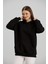 .kapşonlu Kanguru Cepli Üç Iplik Sweatshirt Siyah 2