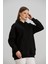 .kapşonlu Kanguru Cepli Üç Iplik Sweatshirt Siyah 4