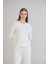 Dikiş Detay Bisiklet Yaka Modal Sweatshirt Ekru 3