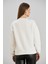 Kaadın Ekru Renk Nazar Boncuklu Bisiklet Yaka Üç Iplik Sweatshirt 4