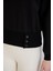 Eteği Üç Düğmeli ve Kaşkorseli Bisiklet Yaka Sweatshirt Siyah 8