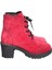 Kırmızı Hakiki Süet Bağcık Detay Yandan Fermuarlı Kalın Topuk Bot 1