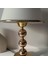 Elegance Gold Metal Ayaklı Şeritli Kumaş Başlık Abajur Dekoratif Gece Lambası 2