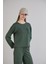 Dikiş Detay Bisiklet Yaka Modal Sweatshirt Haki 3
