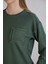 Dikiş Detay Bisiklet Yaka Modal Sweatshirt Haki 7